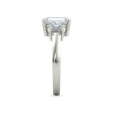 4Ct Emerald Cut Diamond Three Stone Ring 14K White Gold Finish Princess Accents