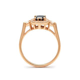 1.7ct Emerald Cut Black Diamond Engagement Ring 14k RoseGold Finish Halo Trilogy