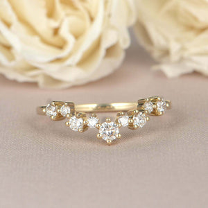 1.4ct Round Cut Diamond Curved Stackable Engagement Ring 14k Yellow Gold Finish