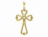 1.5ct Round Cut VVS1D Diamond Clover Frame Cross Pendant 14k Yellow Gold Finish