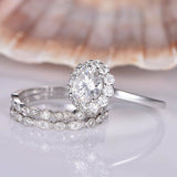 Floral Trio Set Engagement Ring 2ct Round Cut VVS1 Diamond 14k White Gold Finish