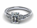 1.6ct Radiant Cut Diamond Three Stone Engagement Ring 14k WhiteYell Gold Finish