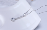 1.4ct Round Cut  Diamond Wedding Party Pendant Chain Long 14k White Gold Finish