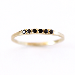 0.2ct Round Cut Black Diamond Wedding Band 14k YellowGold Finish Minimal Stylish