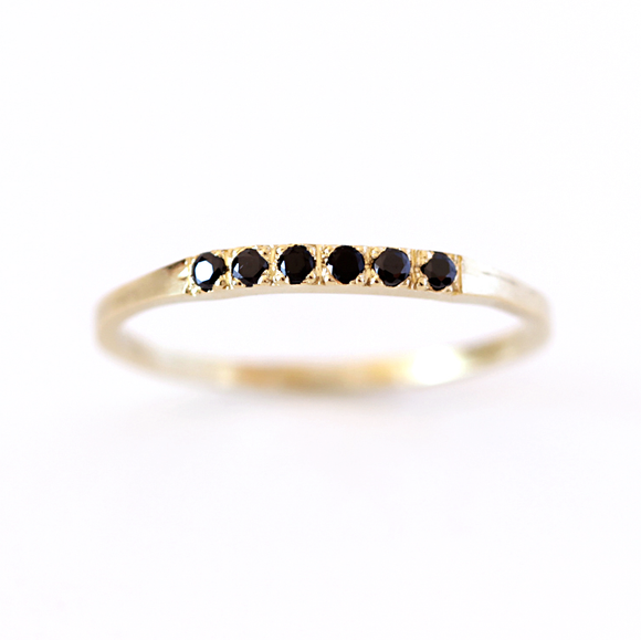 0.2ct Round Cut Black Diamond Wedding Band 14k YellowGold Finish Minimal Stylish