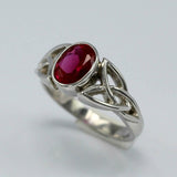 2ct Oval Cut Pink Ruby Engagement Ring Celtic Trinity Knot 14k White Gold Finish