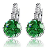 2.5Ct Round Cut Green Emerald Diamond Elegant Drop Earring 14K White Gold Finish