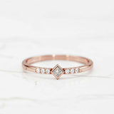 Dainty Minimal Engagement Ring 0.6ct Princess Cut Diamond 14k Rose Gold Finish