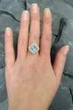 2ct Engagement Ring Princess Cut Blue Aquamarine Diamond Halo 14k WhiteGold Over