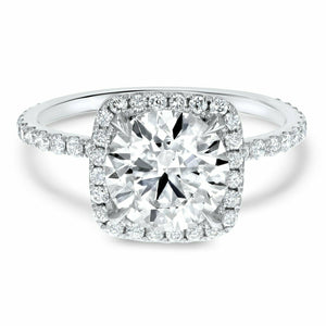 1.6ct Engagement Ring Round Cut Diamond Accent Halo Solitaire 14k WhiteGold Over