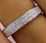 3Ct Round Brilliant Cut Diamond 3 Row Eternity Wedding Band 18K White Gold Over