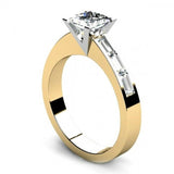 2.1ct Princess Cut Diamond Dual Tone Engagement Ring 14k Yellow Gold Finish