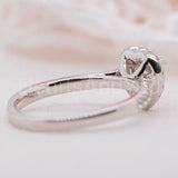 1ct Heart Cut Simulated Diamond Open Halo Engagement Ring 14k White Gold Plated