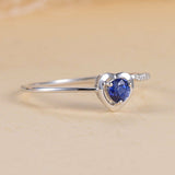 0.3ct Round Cut Blue Sapphire Engagement Ring 14k White Gold Finish Open Heart