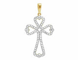 1.5ct Round Cut VVS1D Diamond Clover Frame Cross Pendant 14k Yellow Gold Finish