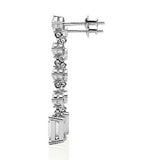 3ct Emerald Cut Diamond Elegant Vertical Tear Drop Earrings 14k White Gold Over