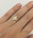 1ct Trillion Cut Diamond Inverted Triangles Statement Ring 14k YellowGold Finish