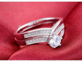 2Ct Round Cut Diamond Bridal Set Solitaire Ring Curve Band 14K White Gold Over