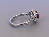 2ct Round Cut Pink Ruby Art Deco Vintage Engagement Ring 14k White Gold Finish