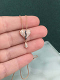 1ct Round Cut Diamond Pendant with Chain Heart Shape Cluster 14k RoseGold Finish