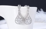 2.9ct Pear Cut VVS1D Diamond Wedding Water Drop Earrings 14k White Gold Finish