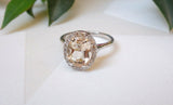 1ct Oval Cut Peach Morganite Engagement Ring 14k White Gold Finish Halo Promise