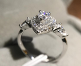 4Ct Pear Cut Diamond Dual Halo Engagement Ring 14K White Gold Finish Pear Accent