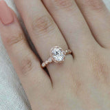 1.6ct Oval Cut Diamond Engagement Ring Floral Solitaire 14k Rose Gold Finish