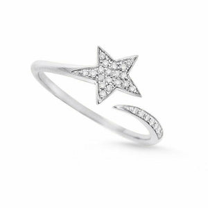 1ct Round Diamond Shooting Star Open Bypass Engagement Ring 14k White Gold Over