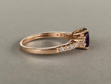 2ct Oval Cut Purple Amethyst Three Stone Engagement Ring 14k Rose Gold Finish