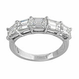 3Ct Emerald Cut VVS1/D Diamond Half Eternity Wedding Band 14K White Gold Finish