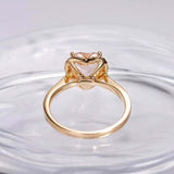 2ct Heart Cut Peach Morganite Diamond Halo Claw Prong Ring 14k YellowGold Finish