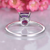 1.5ct Princess Purple Amethyst Engagement Ring Round Accents 14k White Gold Over