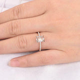 1.5ct Emerald Cut Morganite Solitaire with Round Accent Ring 14k RoseGold Finish