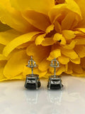 1ct Round Cut Black Diamond Solitaire Stud Women Earrings 14k White Gold Finish