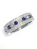 4Ct Round Cut Sapphire Diamond Filigree Wide Wedding Band 14K White Gold Finish