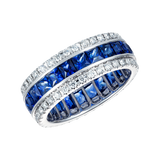 7Ct Princess Cut Blue Sapphire Diamond Eternity Wedding Band 18K White Gold Over