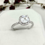 1.7ct Engagement Ring Cushion Cut Diamond Halo Design 14k White Gold Finish