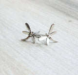 Stud Earrings Dragonfly 14k White Gold Finish