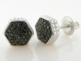 0.35ct Round Cut Black Diamond Cluster Stud Earrings Women 14k White Gold Finish