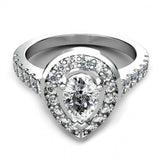 2.5ct Pear Cut VVS1 Diamond Tear Drop Cool Engagement Ring 14k White Gold Finish