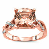 3Ct Cushion Cut Peach Morganite Infinity Band Engagement Ring 14K Rose Gold Over