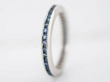 1.2ct Princess Cut Blue Sapphire Wedding Band Ring Eternity 14k White Gold Over