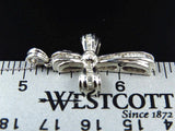 0.6ct Baguette Cut Diamond Jesus Cross Charm Pendant Chain 14k White Gold Finish