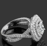 2.27ct Radiant Cut Diamond Triple Halo Cocktail Iced Ring 14k White Gold Finish