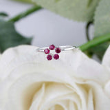 1ct Round Cut Pink Ruby Engagement Ring Floral Minimalist 14k White Gold Finish