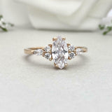 1.4ct Engagement Ring Marquise Cut Diamond Solitaire Petite 14k Yellow Gold Over