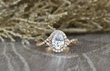 1.9ct Oval Cut VVS1D Diamond Engagement Ring 14k Rose Gold Finish Halo Twisted