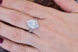 Cluster Bridal Set Wedding Engagement Ring 3ct Pear Diamond 14k WhiteGold Finish