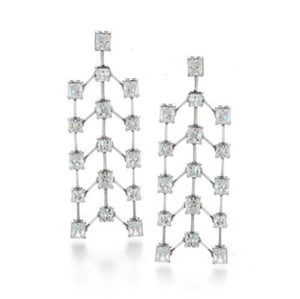 8Ct Radiant Princess Cut Diamond Cocktail Drop Earrings 14K White Gold Finish